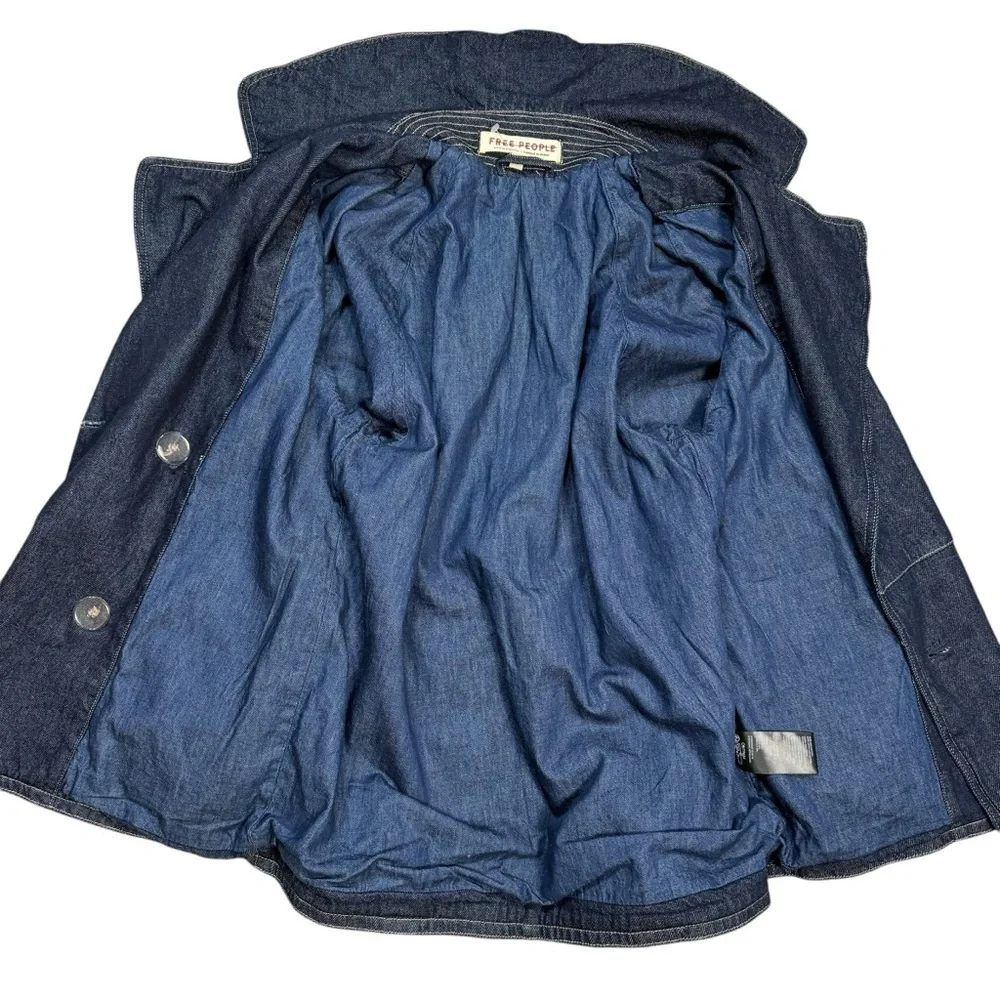 New Free People Denim Car Coat Size S - Picture 7 of 11